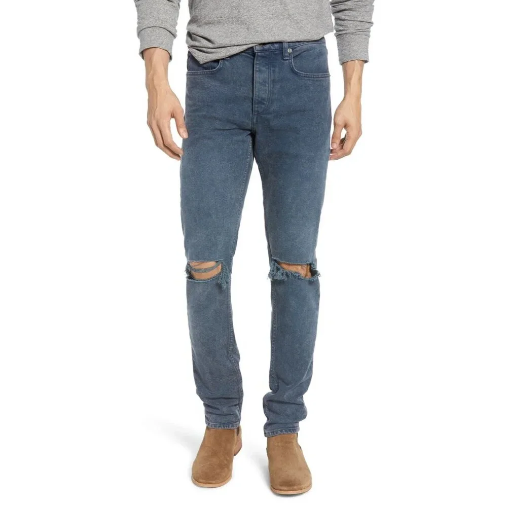NWT Rag & Bone Fit 1 in Filmore Holes Destroyed Extra Slim Skinny Jeans 34 x 33